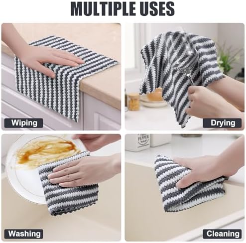 Homaxy 12 Pack Kitchen Dish Cloths, 10 x 10 inches, Dark Grey and