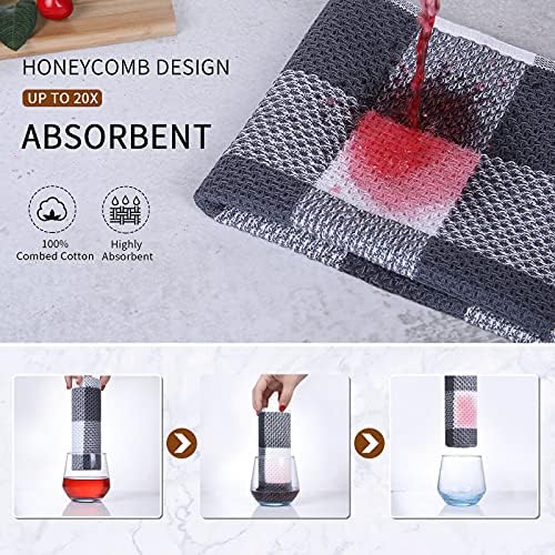 Mordimy Cotton Weave Kitchen Towels, 13"x 28", 4 Pack, White & Dark