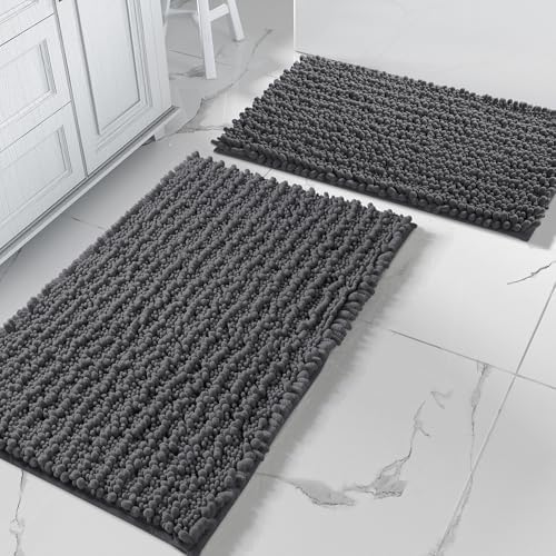 Yimobra Bathroom Rugs Sets 2 Piece, Super Absorbent Bath Mat Set, Dark