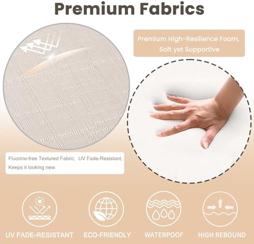 Battilo Chair Cushions for Dining Chairs, 16"x16"x2", Set of 2, Beige
