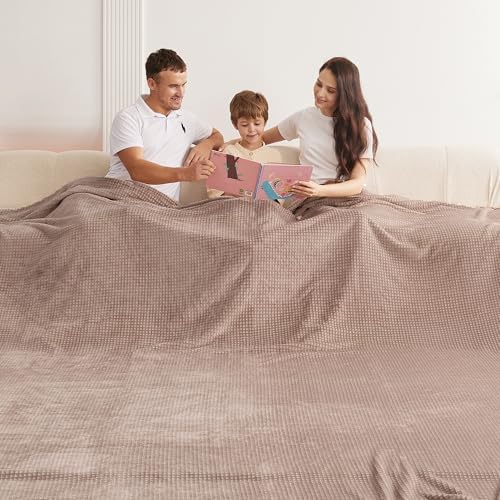 Oversized King Fleece Blanket 120x120 Inches, Seamless Soft Cozy 3D