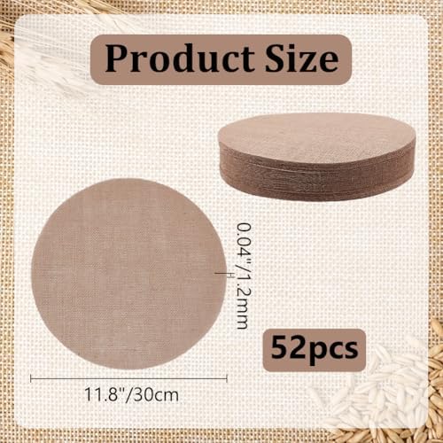 52pcs Round Burlap Placemats 12 Inch Reusable Woven Placemats Heat