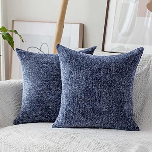 Home Brilliant Dark Blue Pillow Covers for Sofa Bed Car Plush Velvet