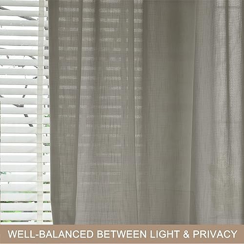 Fcosie Light Filtering Linen Curtains 108 Inches Long Pinch Pleated