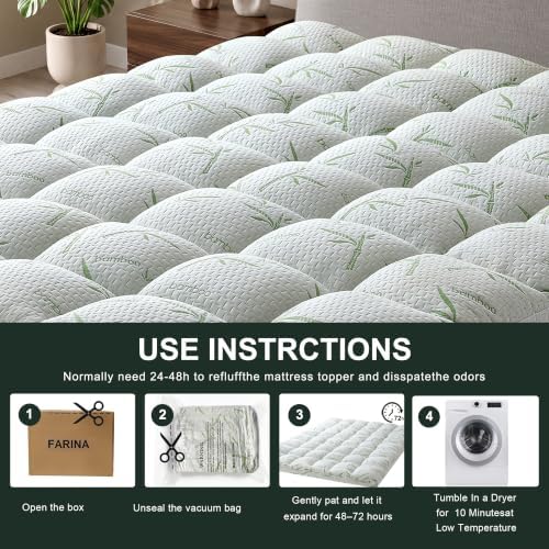 4 Inch Mattress Topper Memory Foam Cooling Bamboo Queen Size