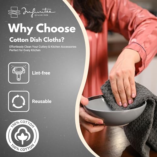 Infinitee Xclusives Kitchen Towels - 4 Pack - Cotton Dish Towel |12" x