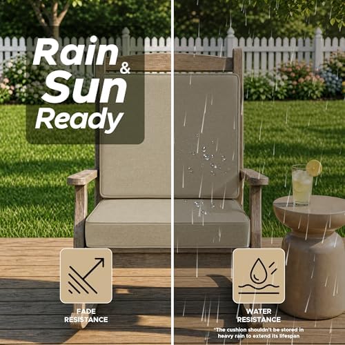 Outdoor Chair Cushions Set of 4, Water-Resistant & Fade-Resistant