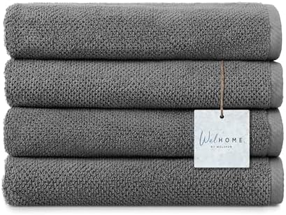 Welhome Franklin 100% Cotton Popcorn Textured Towel Set - 4 Pack Bath
