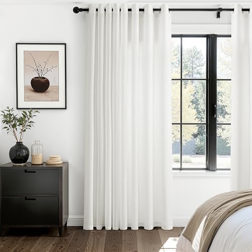 Ivory 100 x 108 inch Linen Curtains for Living Room Divider Light
