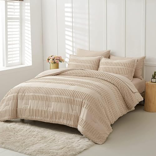 3-Piece Tufted Bedding Comforter Set - Premium Percale Cotton Duvet