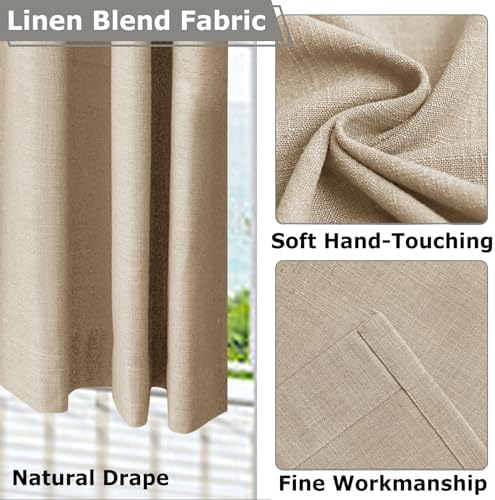 Frelement Linen Light Filtering Curtains 96 Inches Long Bronze Grommet