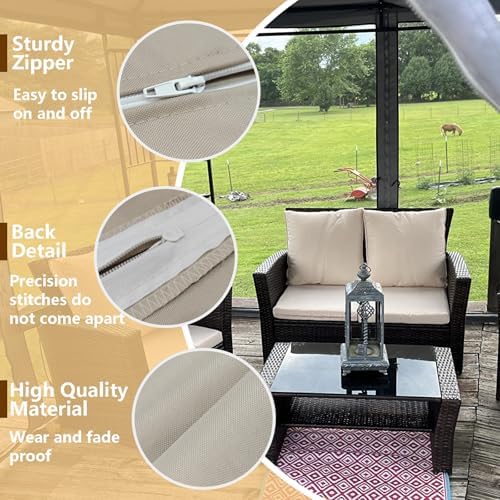 Oslimea Outdoor Cushion Covers Replacement 22x22x3 inch, Tan, 4 Pack
