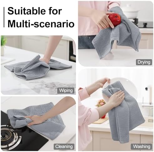 Homaxy 100% Cotton 6 Pack Waffle Weave Kitchen Towels 12 x 12 Inches