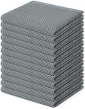 Homaxy 100% Cotton Waffle Weave Kitchen Dish Cloths 12-Pack, Grey