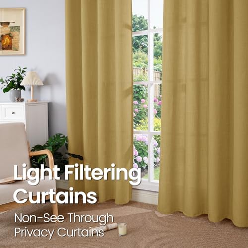 BGment Taupe Linen Curtains 84 Inches Long for Living Room, Set of 2