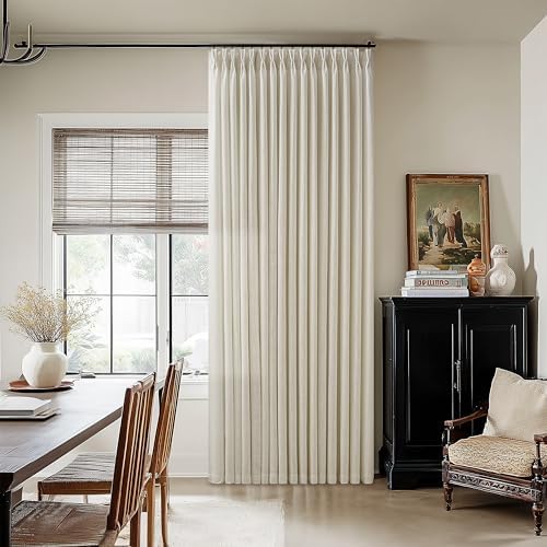 Warm Oatmeal Linen Curtains 84 Inches Long Pinch Pleated Semi Sheer