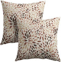 Burgundy Red Dahlia Pillow Covers 18x18 Inches Rustic Geometric Flower