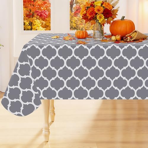 Smiry Square Table Cloth, Flannel Backed Vinyl Tablecloth, 60"x60"
