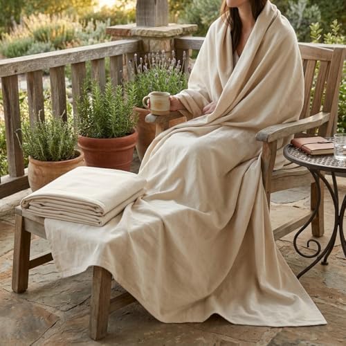 Urban Villa Cotton Thermal Blanket Plain Weave Queen 90x90 Ivory