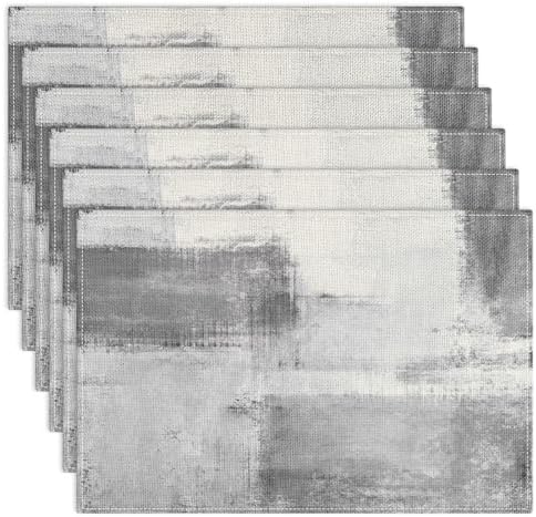 Emvency Farmhouse Placemats Set of 6, 12x18 Inch, Grey Minimalist