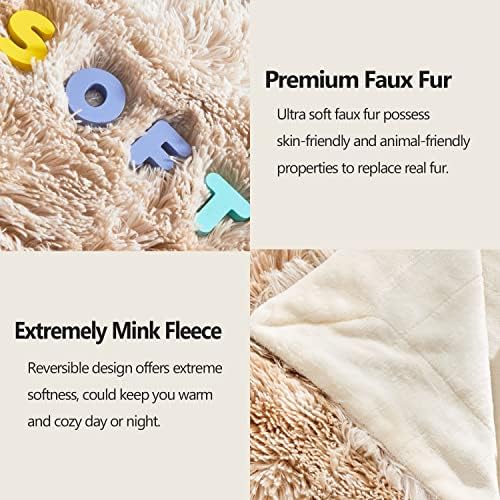 GONAAP Fuzzy Faux Fur Throw Blanket for Couch, Tie-dye Beige, 50"x60"