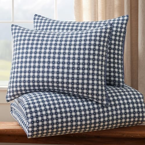 Levtex Home - Camden Gingham Stitch Navy Duvet Cover Set - Twin Duvet