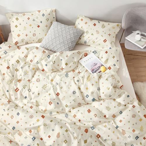Bohemian Duvet Cover Set Queen Size 3 Piece Bedding set with Hidden