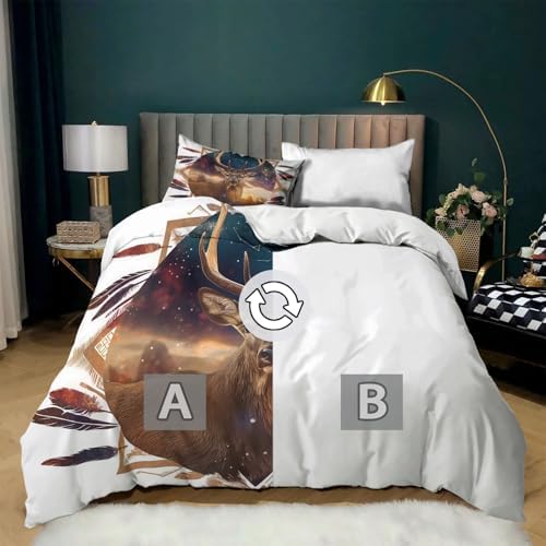 California King Duvet Cover Set Animal Deer Feather Arrow Soft