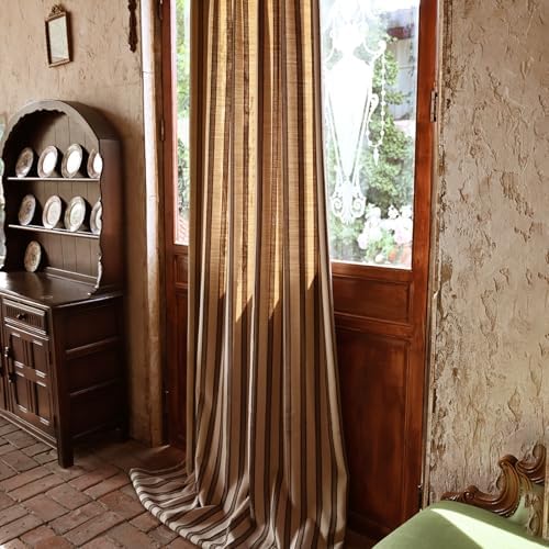 Taupe Boho Curtains 96 Inch Farmhouse Curtain Back Tab Drapes for