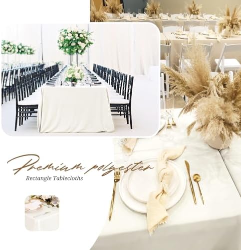10 Pack 60 x 102 Inch Rectangle Tablecloth, Ivory Tablecloth for