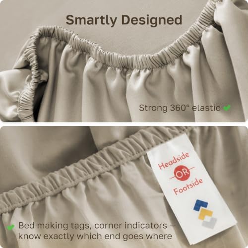 California Design Den Soft 100% Cotton Sateen Fitted Sheet Full, Taupe