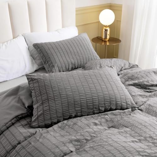 3PCS Boho Bedding Set, 1 Seersucker Duvet Cover and 2 Pillowcases