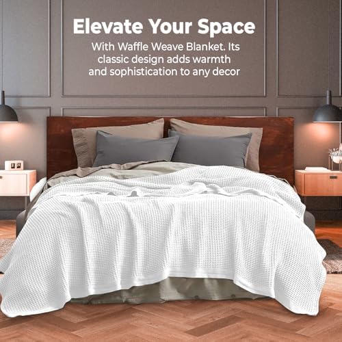 100% Cotton Blankets for Bed 90x90- Waffle Weave Blankets for Summer
