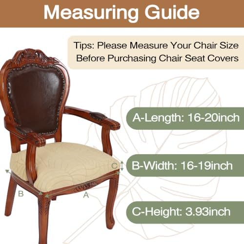 Seat Covers for Dining Room Table Chairs with Arms Covers, Beige