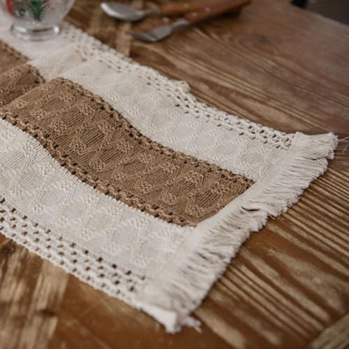 Hsvanyr Boho Placemats Set of 2 Macrame Cotton Linen Table Mats with