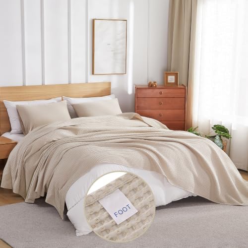 100% Egyptian Cotton Waffle Weave Blanket Full Size for Bed, 320 GSM