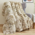 GONAAP Fuzzy Faux Fur Throw Blanket for Couch, Tie-dye Beige, 50"x60"