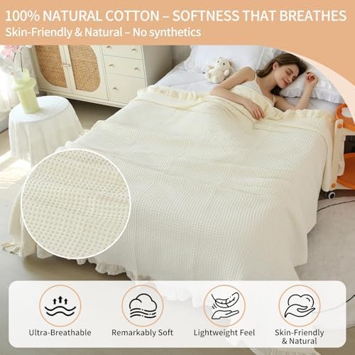 Bedding Smoke Gray 100% Cotton Blanket [Queen Size - 90x90 Inch]
