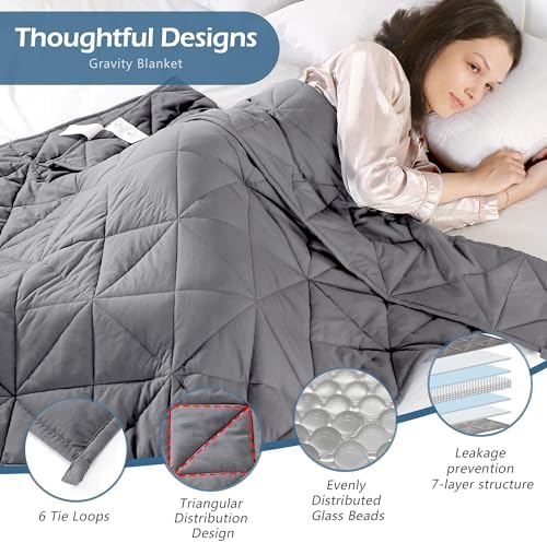 LOYIGA Weighted Blanket for Adults, Grey, 47"x70", 10 lbs Twin Size