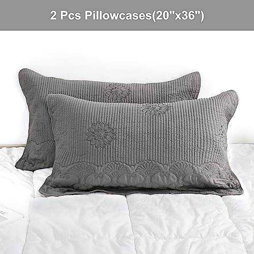 BOSOWOS Pillow Shams King Size Set of 2, Ultra Soft Breathable Quilted