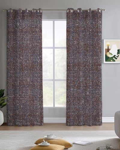Vintage Sepia Sheer Curtains for Living Room 96 inch Length 2 Panels