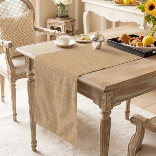 Sand Brown Table Runner, Country Vintage Minimalist Solid Color
