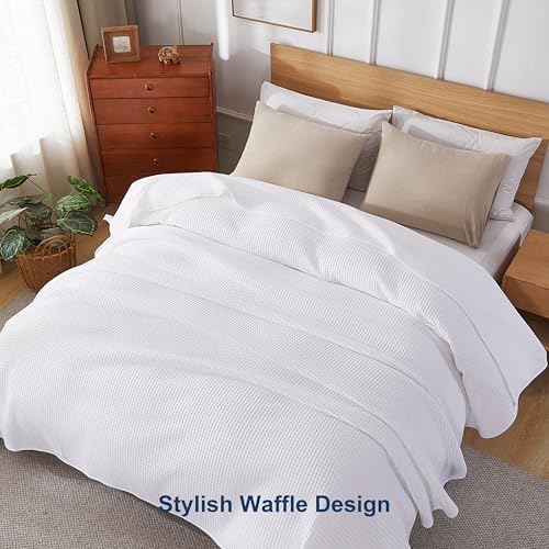 100% Egyptian Cotton Waffle Weave Blanket King Size for Bed, 320 GSM