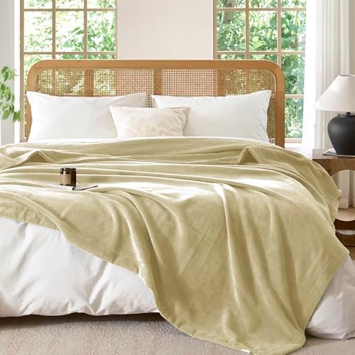 CHUFFED Cotton Waffle Blanket King Size - Plush Milk Velvet &