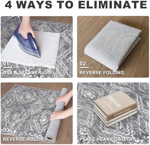 KILOCOCO Washable Runner Rug 2x6 ft Non-Slip Hallway Runners, Grey