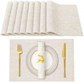JeogYong Wipeable Placemats Set of 8 Washable Placemats Woven Table