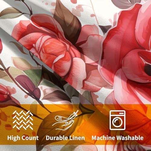 Kawani Red Rose Flowers Pillow Covers 18x18 Inch Set of 2 Valentines