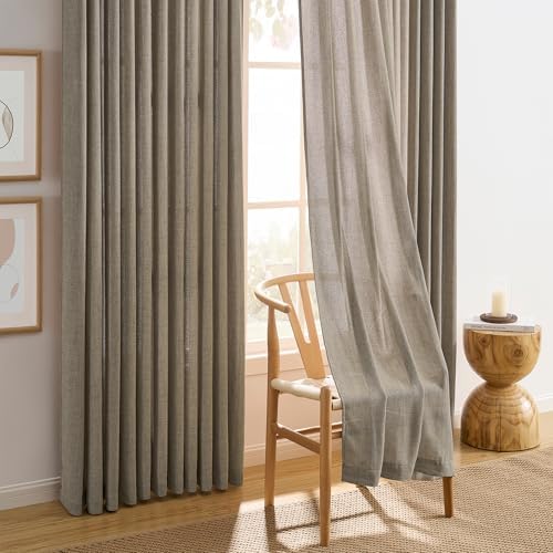 Khaki Pinch Pleated Sheer Curtains 120 Inches Long 42x120 2 Panels