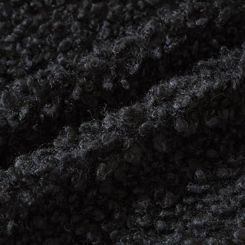 MANDIOO 2 Pieces 18x18 Inch Black Faux Fur Throw Pillow Covers Boucle