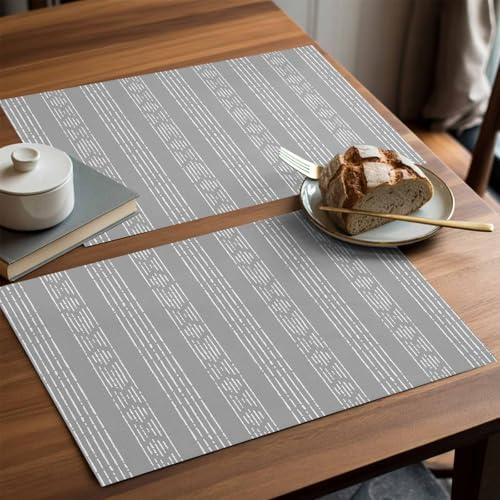 Abstract Classic Striped Placemats Set of 6 Washable Table Mats for